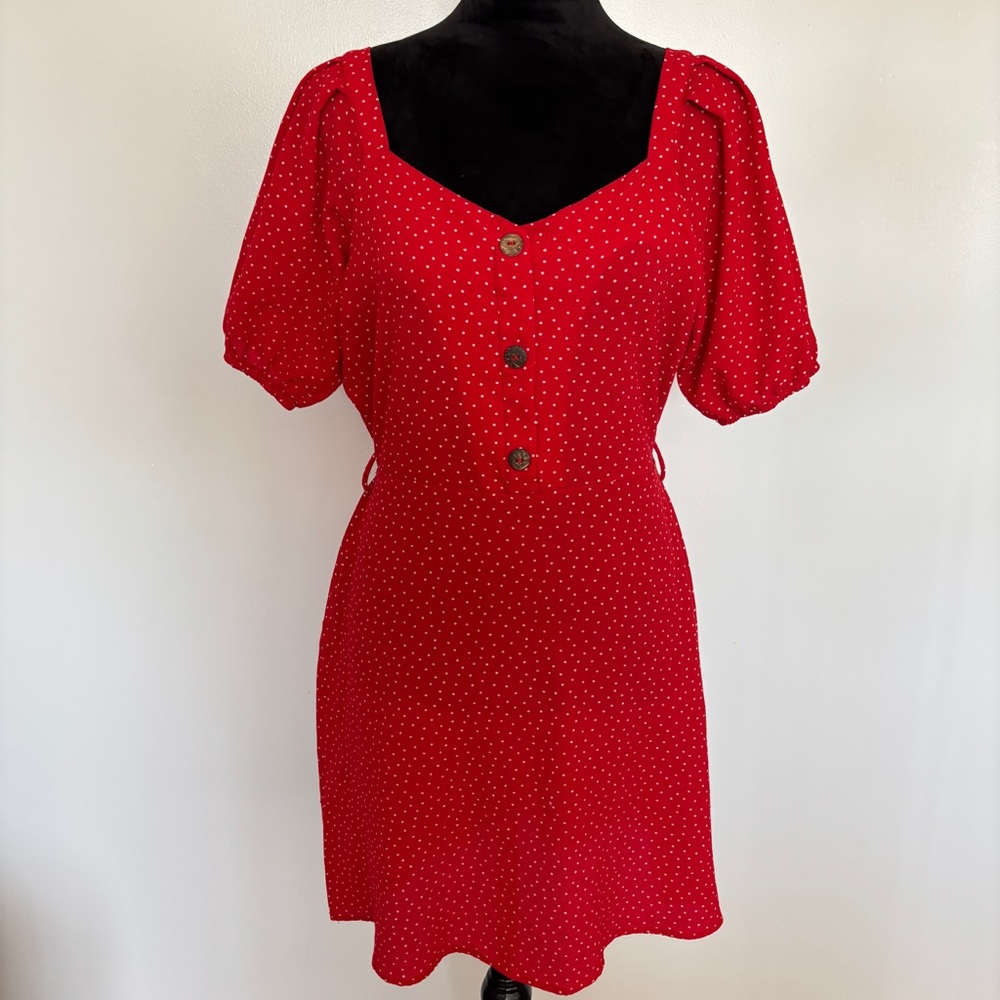 Monteau Red Mini Sundress with Sweetheart Neckline Large